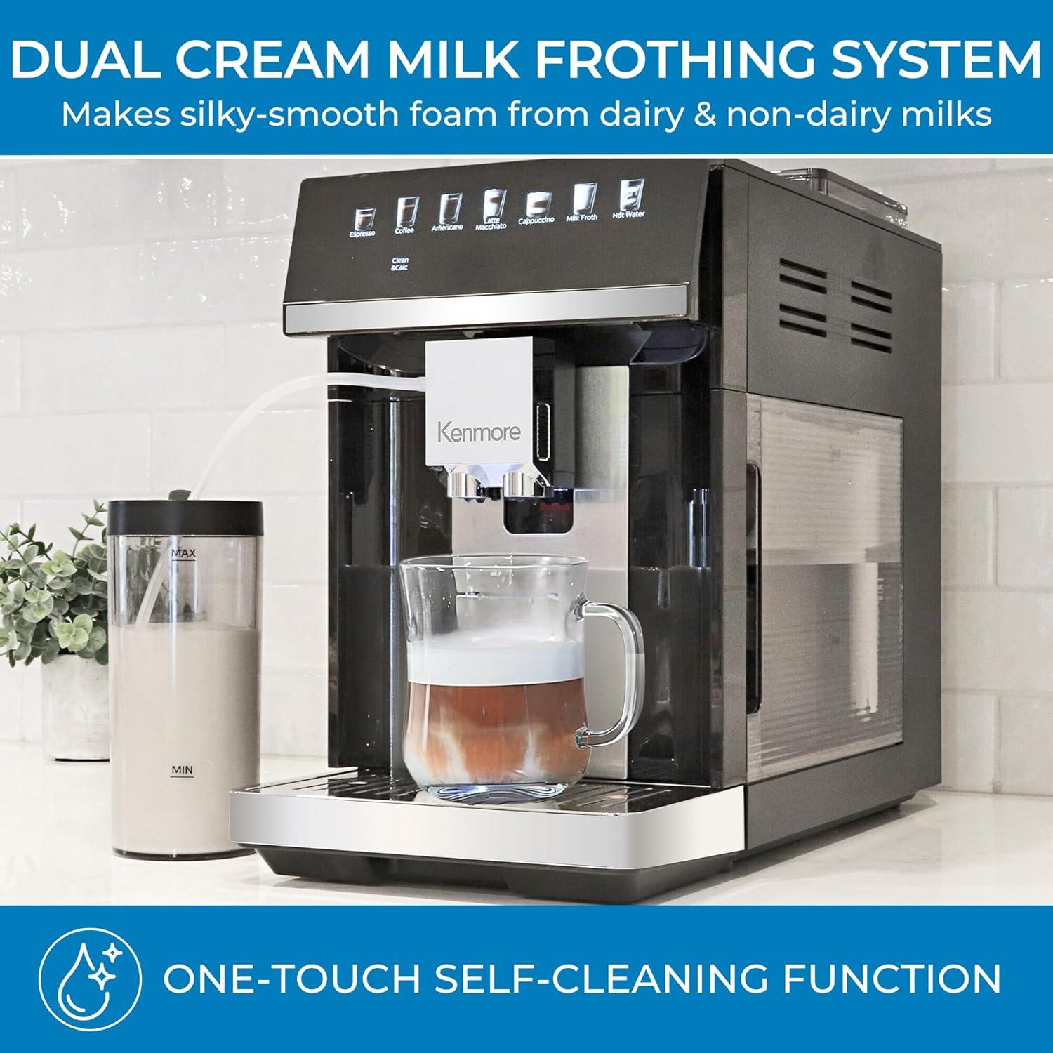 Kenmore Kenmore Super Automatic Espresso Machine with Dual Cream System Milk Frother & Grinder