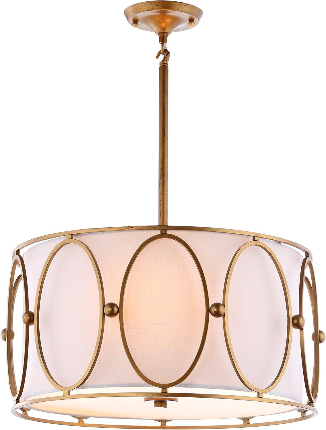 Violetta 3-Light 19" Metal LED Pendant, Gold/White