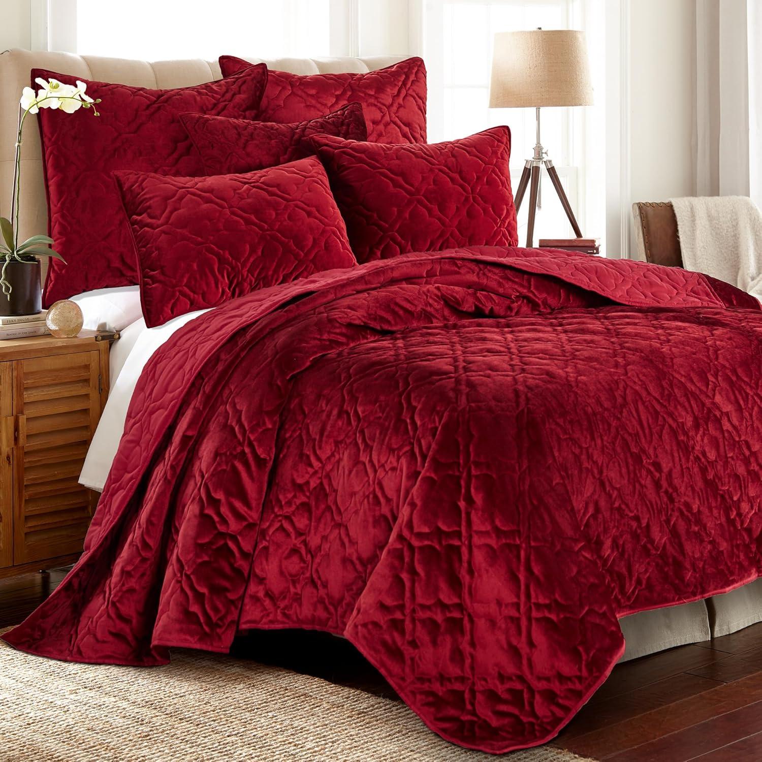 BH Caserta Velvet Red Euro Sham - Levtex Home