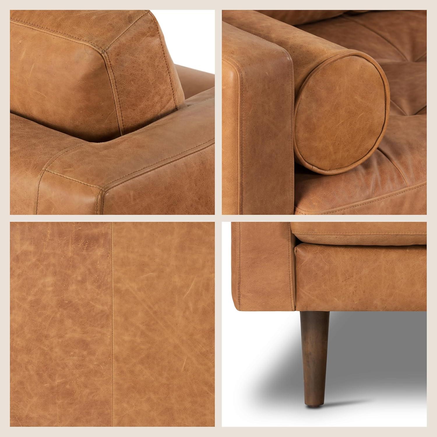 Napa 72'' Full-Grain Genuine Italian Leather Sofa