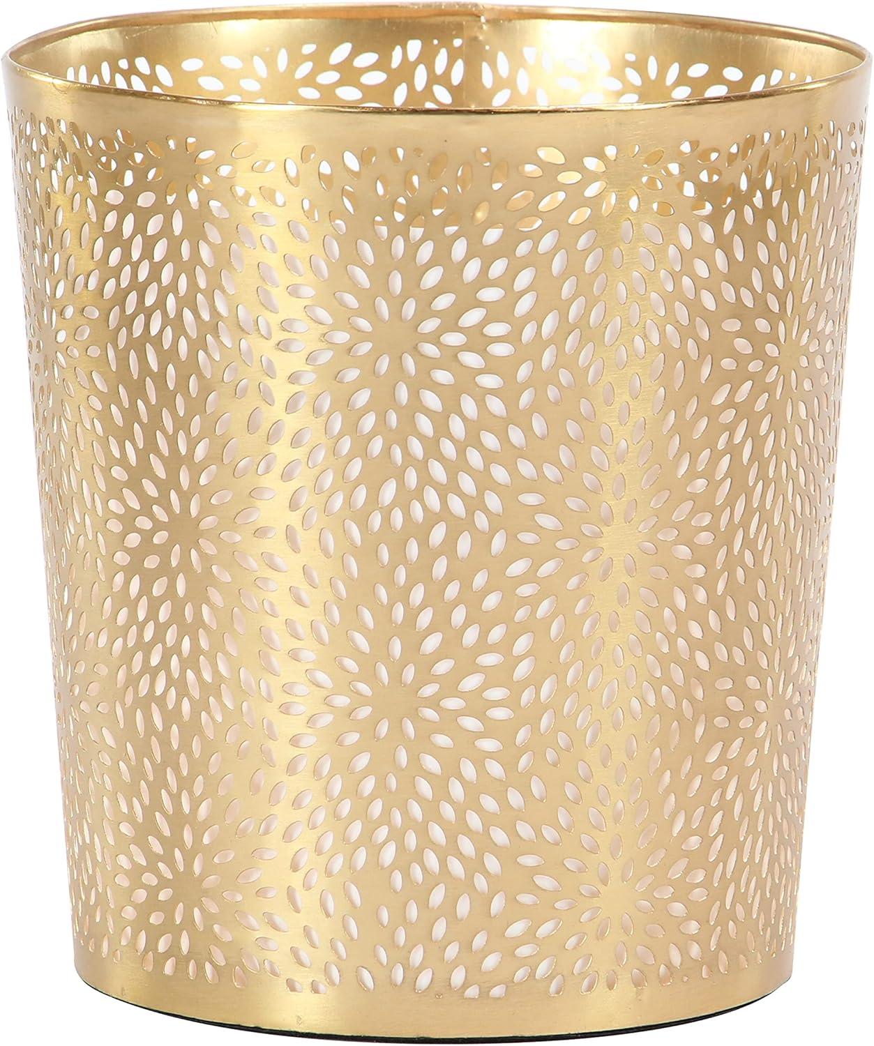 CosmoLiving by Cosmopolitan Modern Perforated Design Round Metal Waste Basket