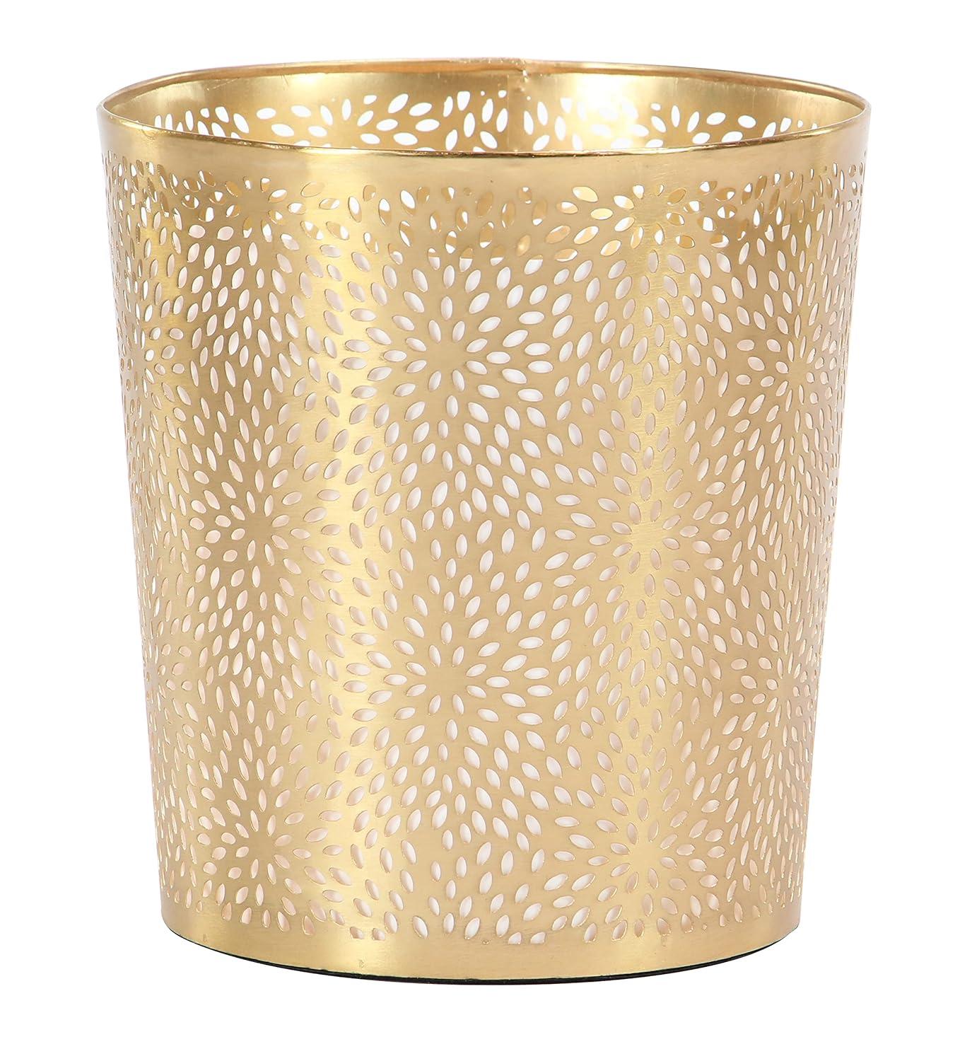 Gold Laser Cut Metal Circular Waste Bin