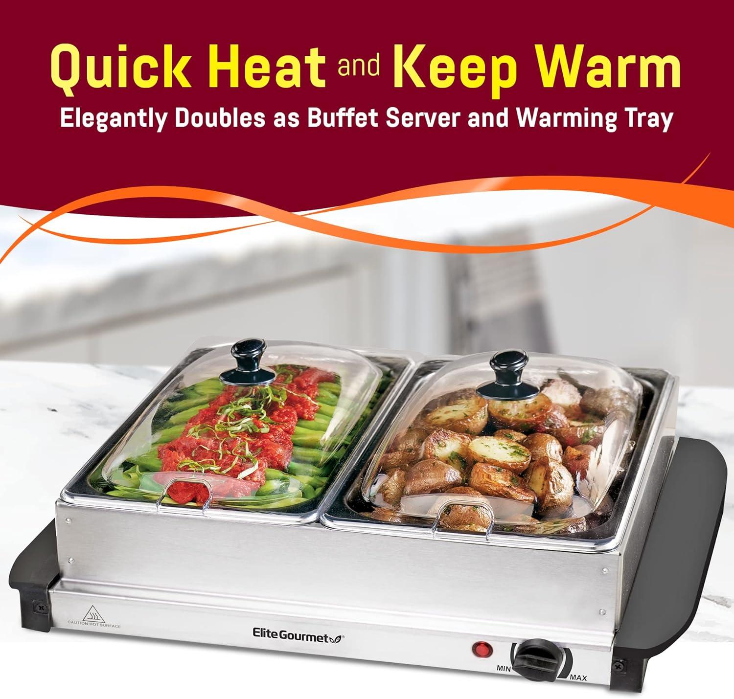 Elite Gourmet 2 x 2.5 Qt. Stainless Steel Electric Buffet Server EWM-6122
