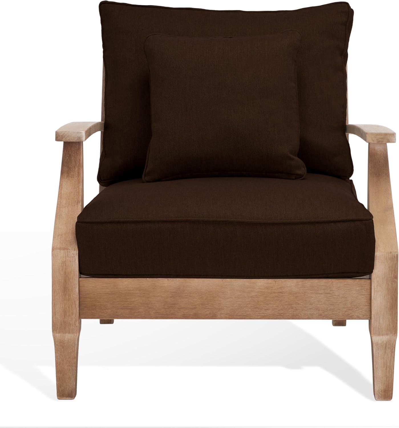 Ssafavieh Martinique Coastal Eucalyptus Wood Solid Print Armchair, Natural / Beige