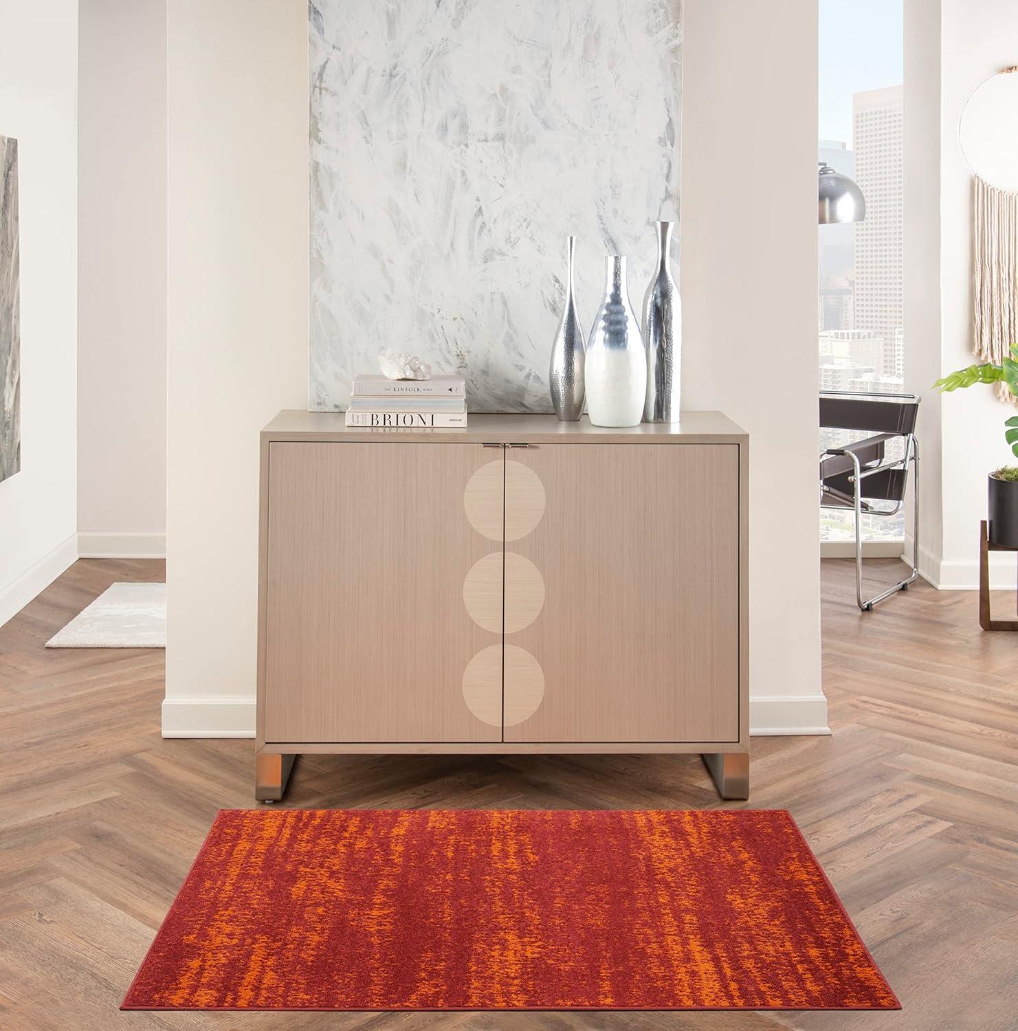 Nourison Essentials 3' x 5' Red Modern Indoor/Outdoor Rug
