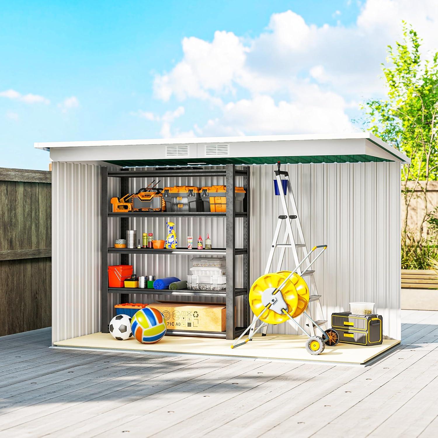 Outsunny Outdoor Lean-To Metal Storage Shed