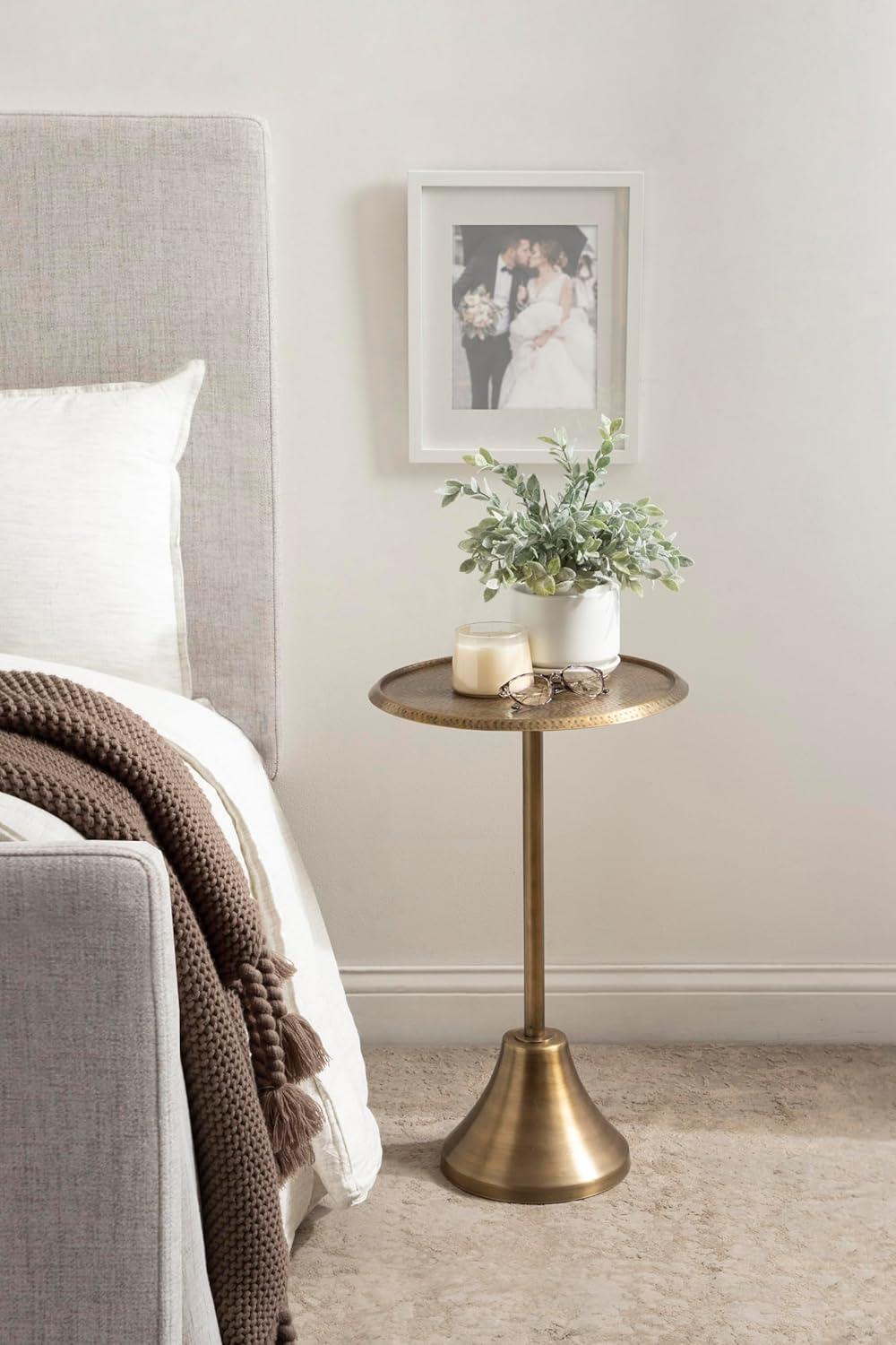 Kate and Laurel Sanzo Round Metal Side Table, 15x15x24, Gold