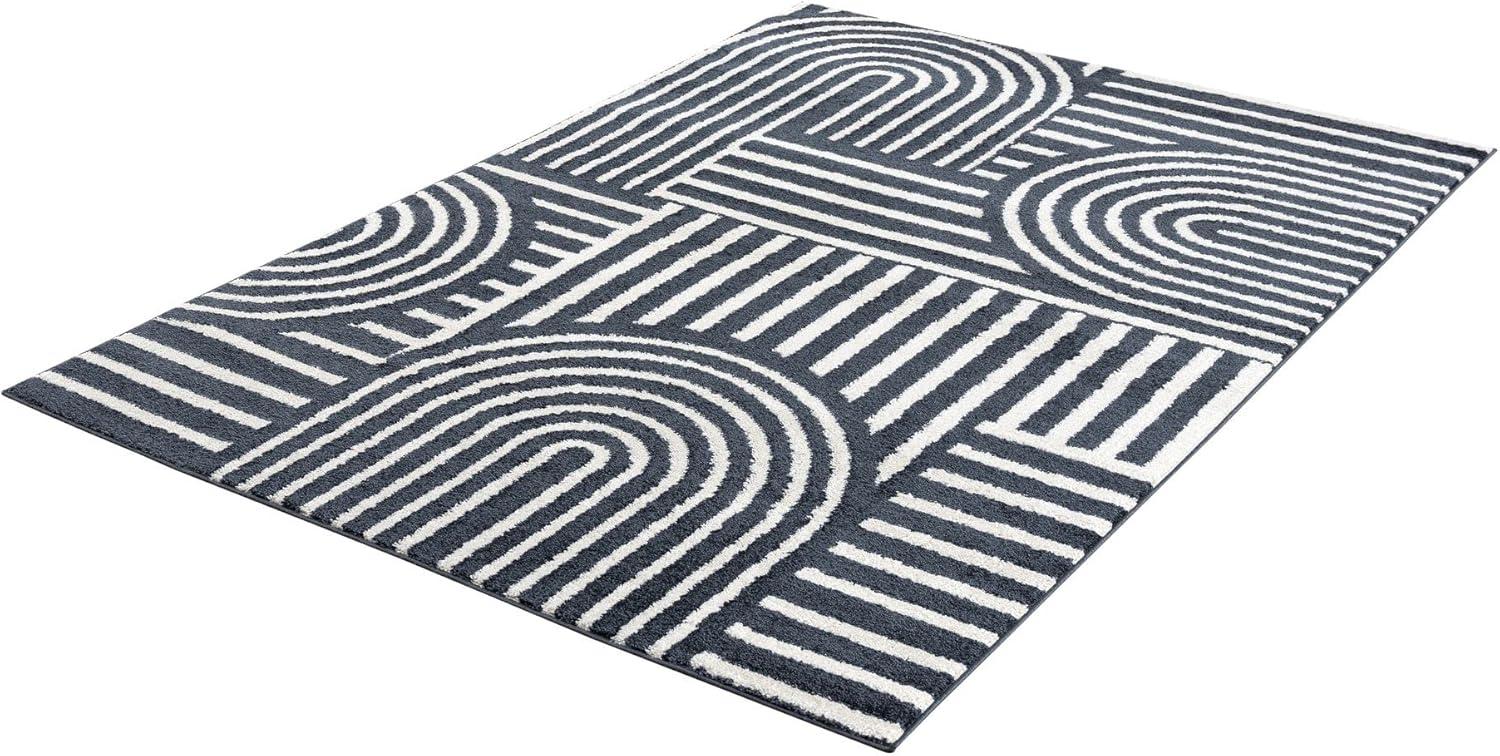 Abani Nuevo Collection Area Rug Mid Century Modern Bedroom Living Room Decor Floor Rug 6 x 9 Cream Charcoal