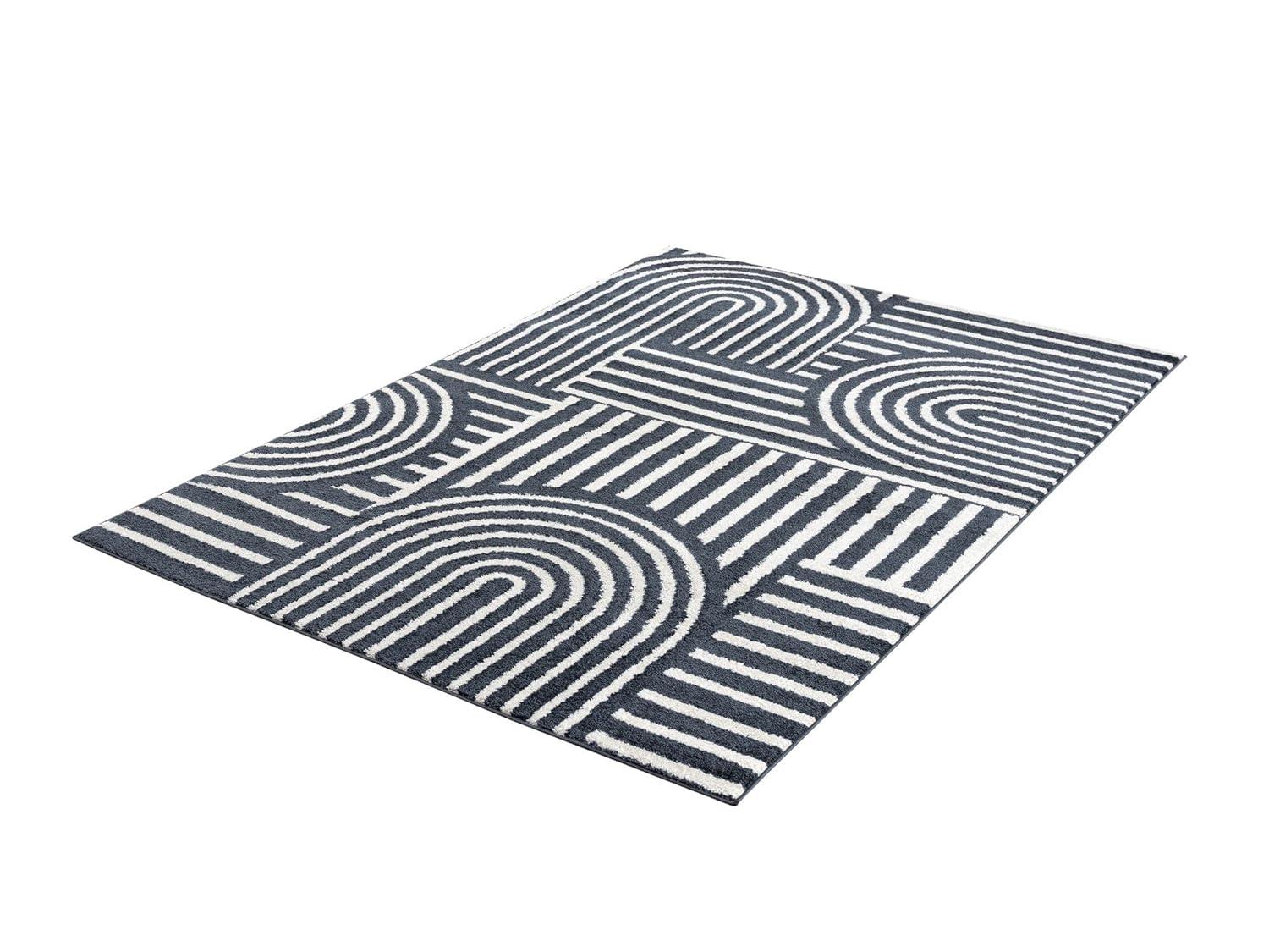Abani Nuevo Collection Area Rug Mid Century Modern Bedroom Living Room Decor Floor Rug 6 x 9 Cream Charcoal