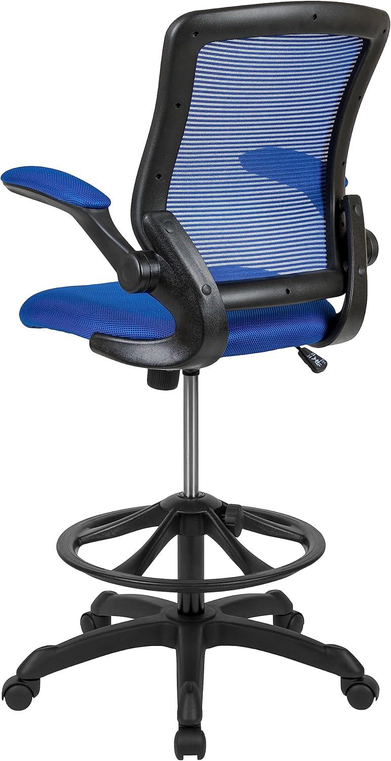 Flash Furniture Mid-Back Mesh Ergonomic Drafting Chair with Adjustable Foot Ring and Flip-Up Arms