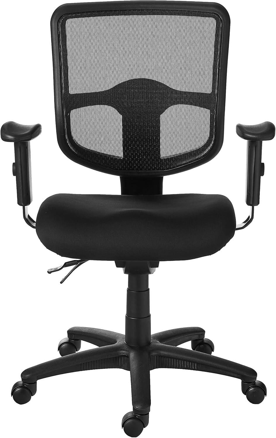 Ergonomic Black Mesh and Fabric Task Chair with Adjustable Arms