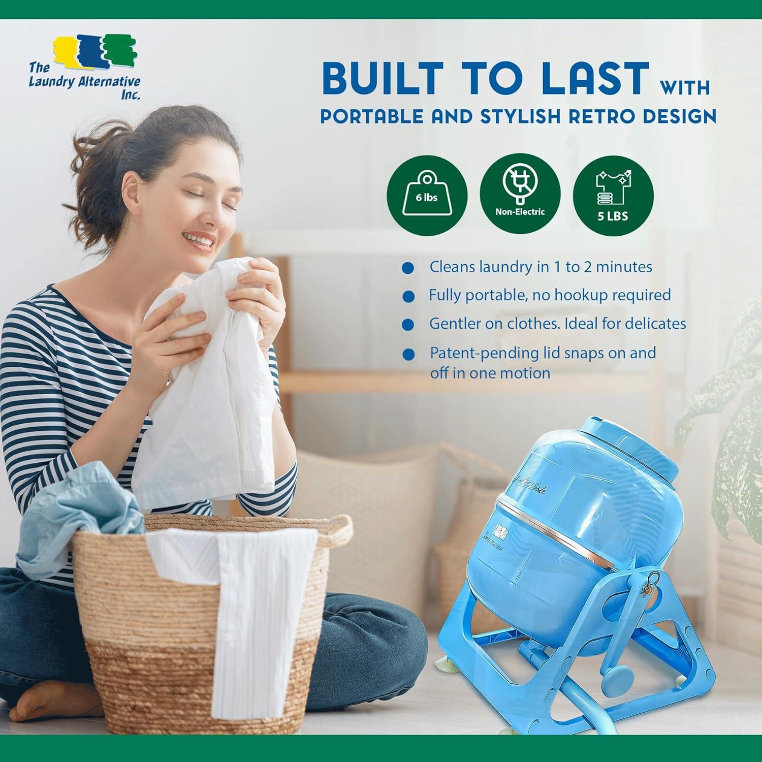 The Laundry Alternative Wonder Wash Retro Portable Mini Washing Machine, Blue