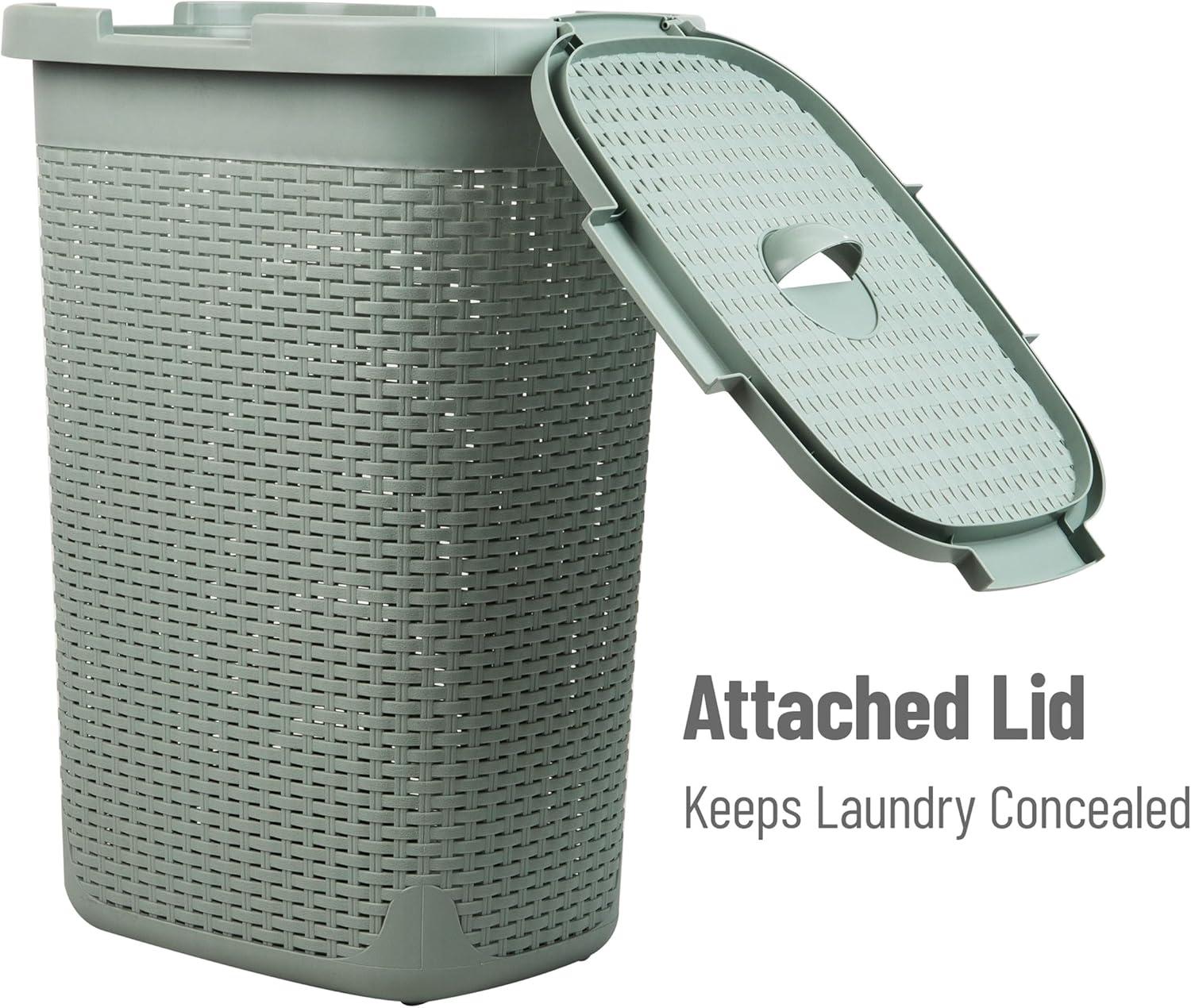 Mind Reader Mind Reader 50L Slim Laundry Hamper, Clothes Basket, Lid, Plastic