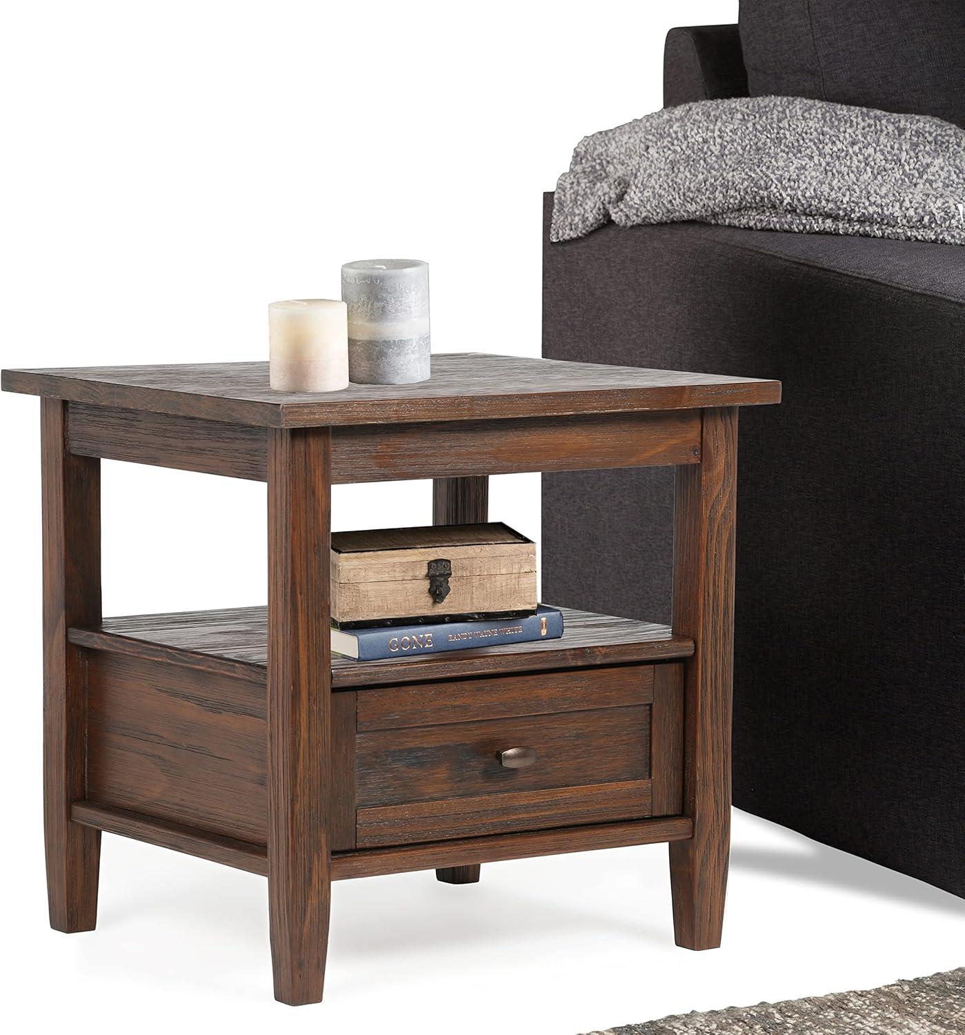 Warm Shaker Solid Wood End Table with Storage