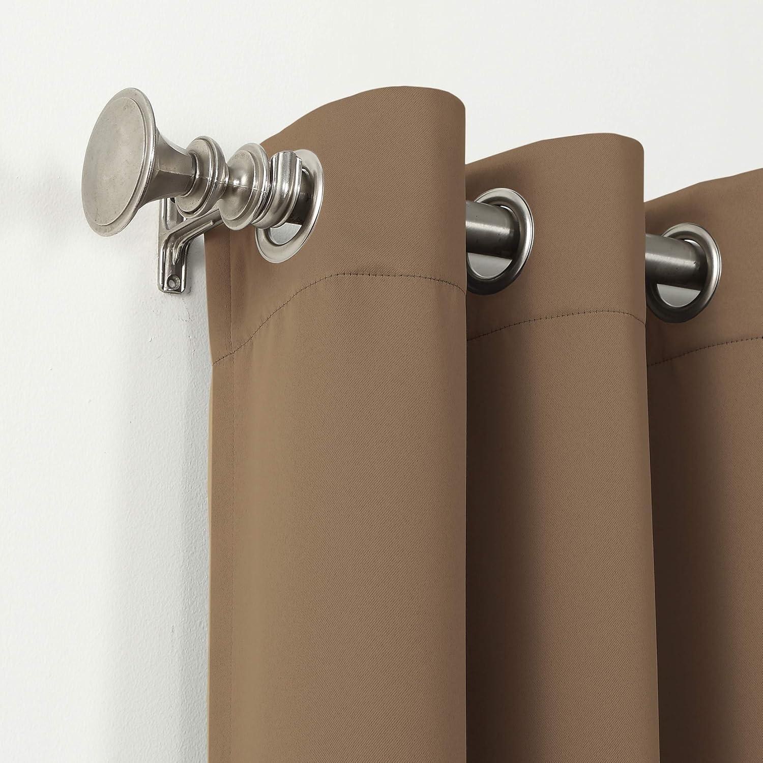 40"x54" Sun Zero Blackout Kenneth Energy Saving Grommet Curtain Panel Barley Brown: Solid Polyester Indoor Curtain