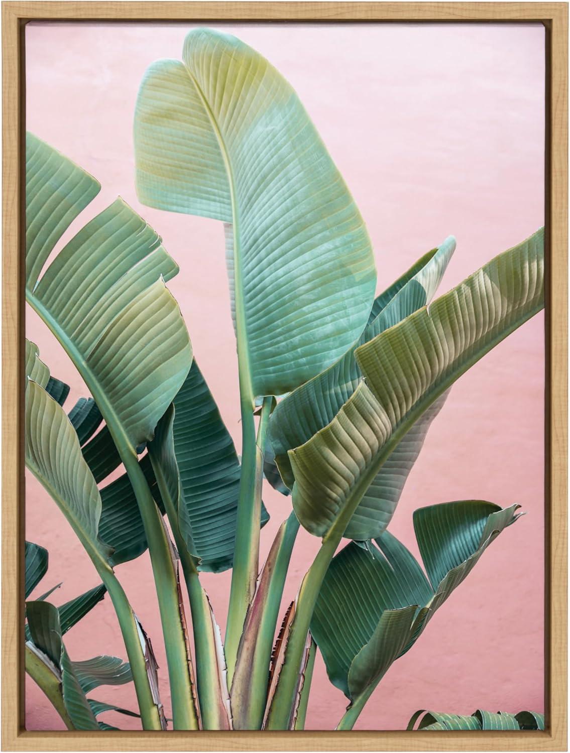 18"x24" Kate & Laurel All Things Decor Sylvie Tropic Pink Wall Art: Floating Canvas, Botanical Print