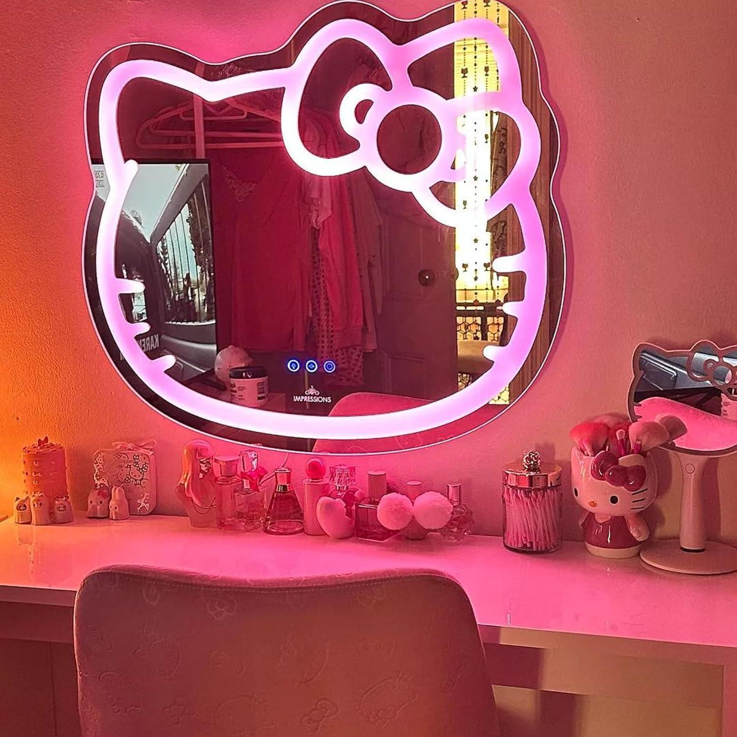 IMPRESSIONS VANITY · COMPANY Hello Kitty Wall Mirror with Wi-Fi, Smart Touch Sensitive Makeup Vanity Mirror with App Controller
