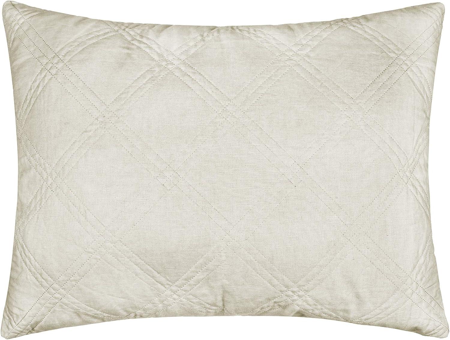 Linen Front/Cotton Back Standard Quilted Sham - Natural - Levtex Home