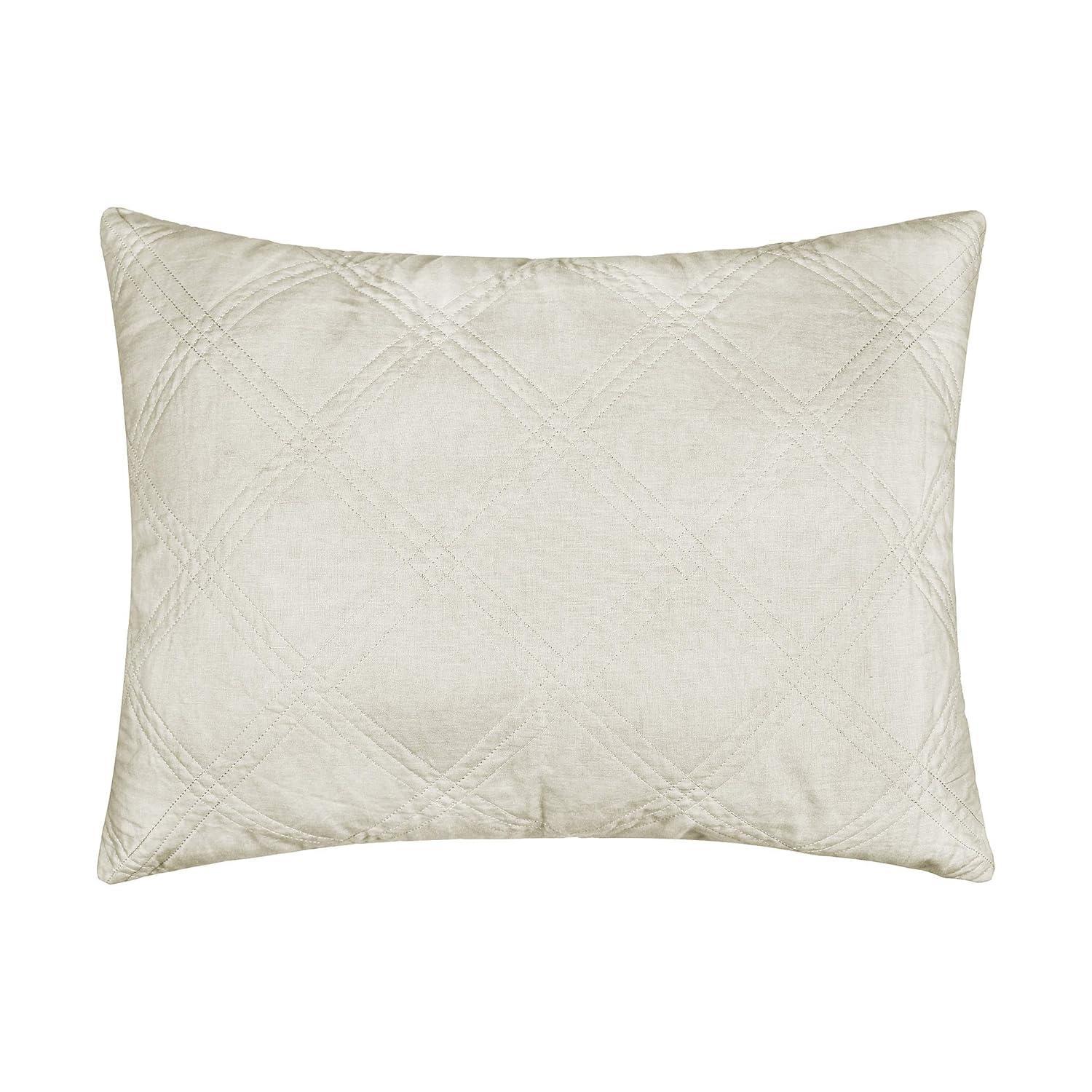 Linen Front/Cotton Back Standard Quilted Sham - Natural - Levtex Home