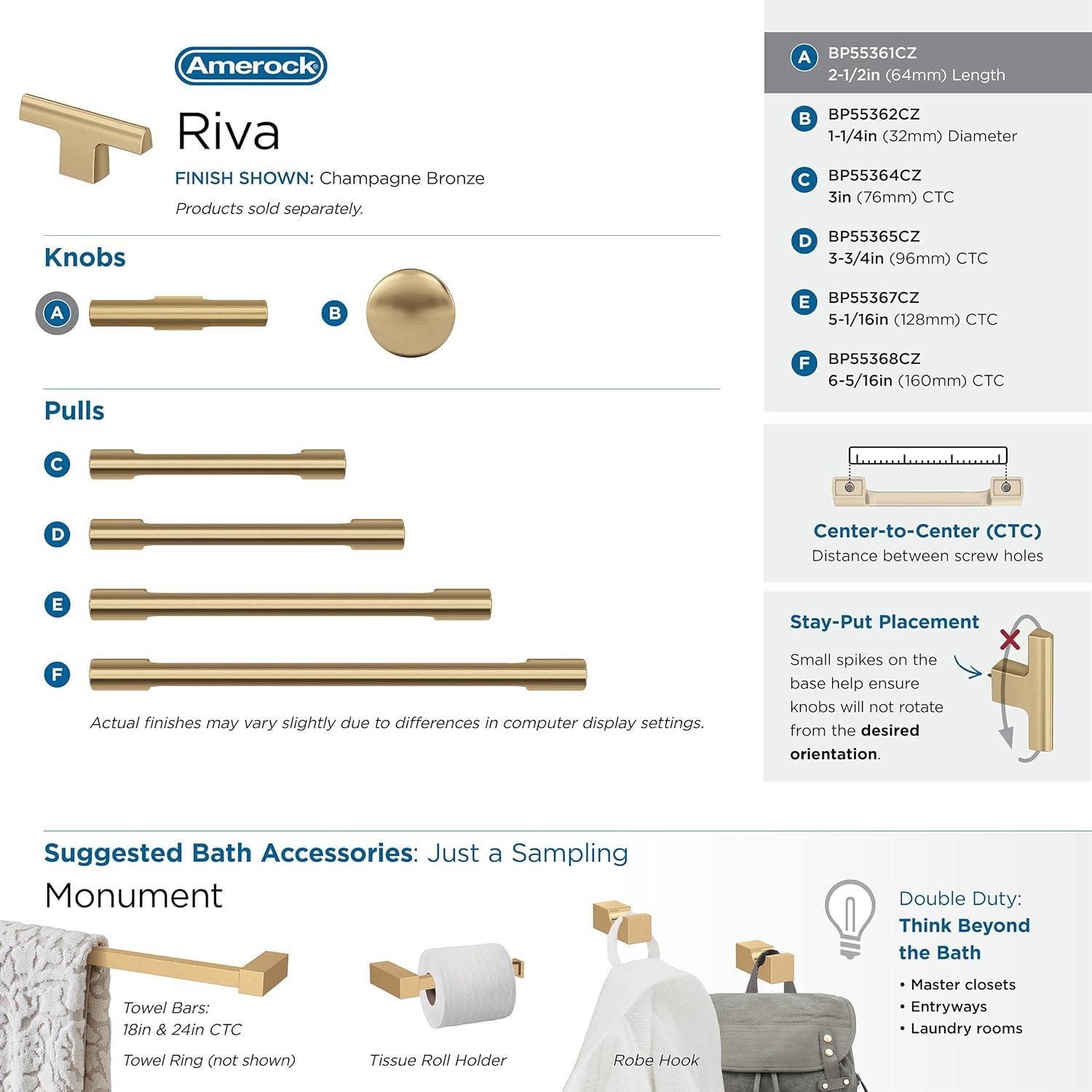 Riva 2 1/2" Length Bar Knob