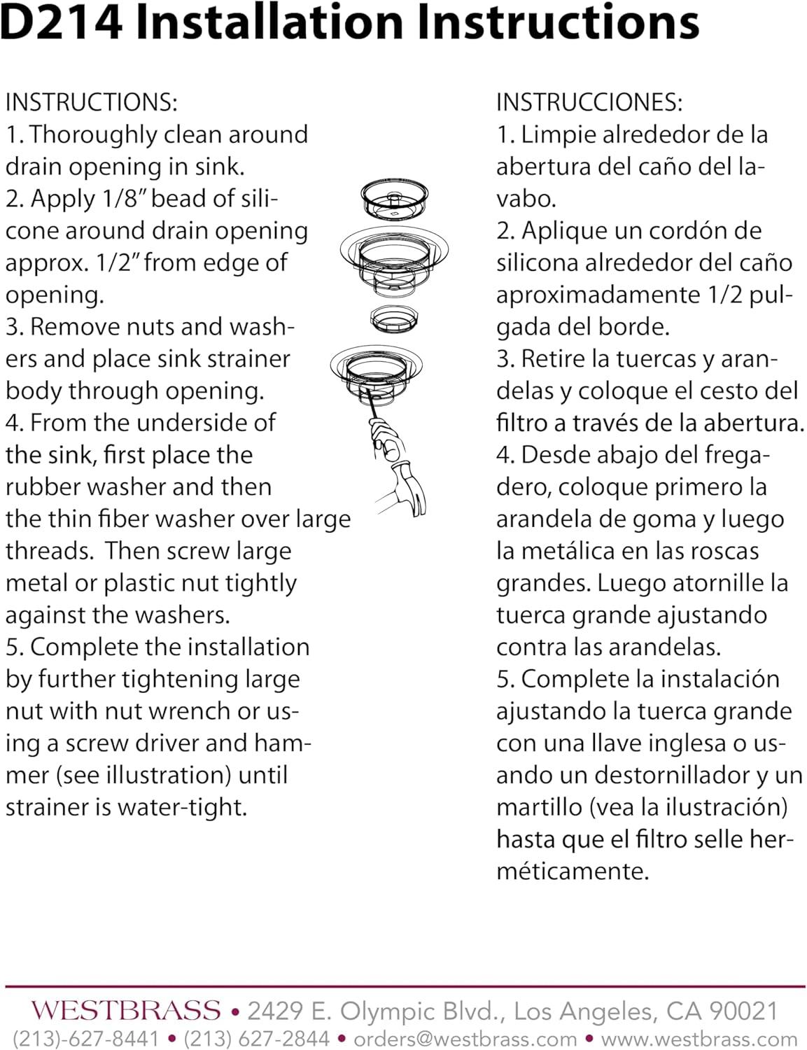 Solid Brass Style Kitchen Sink Basket Strainer