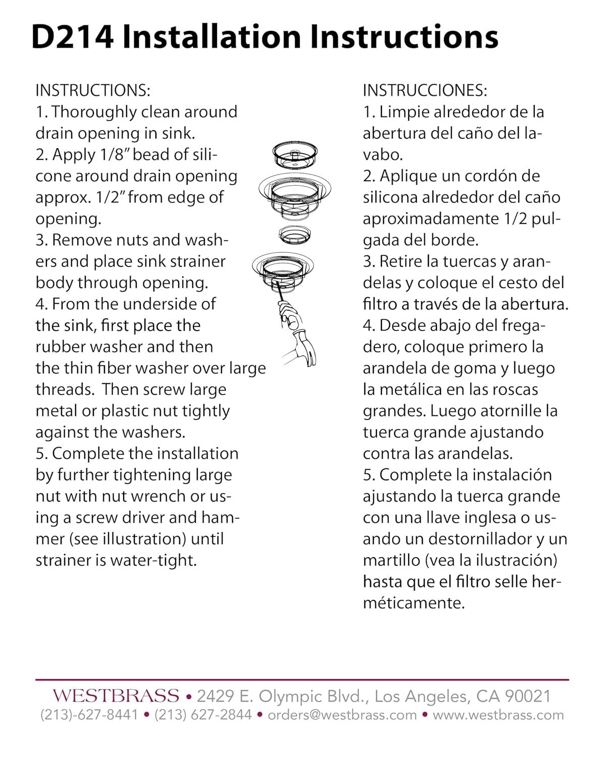 Solid Brass Style Kitchen Sink Basket Strainer