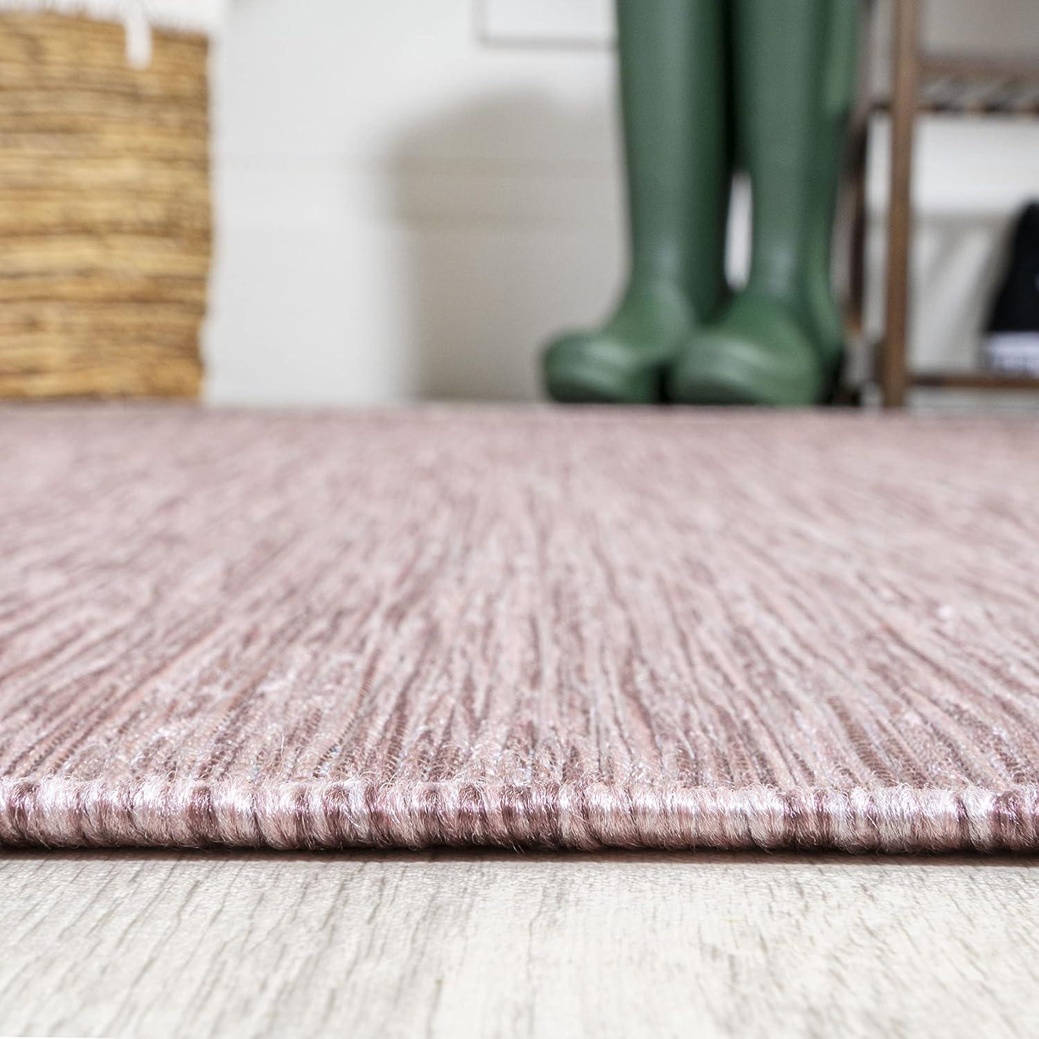 9'x12' Ethan Modern Flatweave Solid  Area Rug, Pink - JONATHAN Y