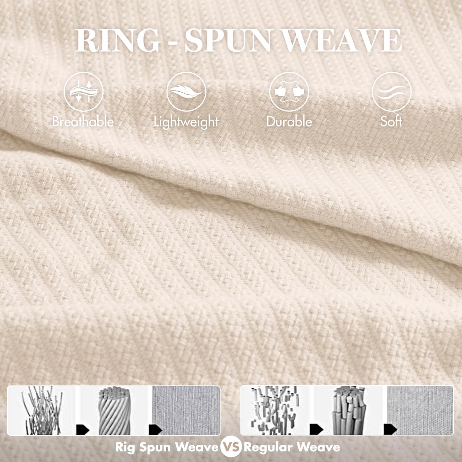 Bed Blanket Liquid Cotton Full/Queen Ivory: Madison Park, Machine Washable, No Fill Lightweight