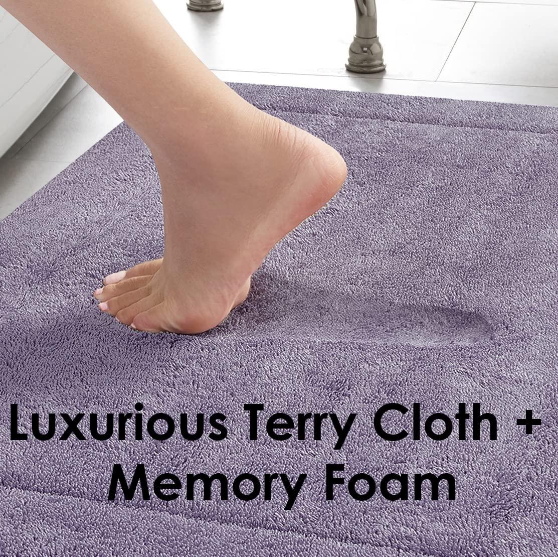 Wisteria Purple Terry Memory Foam Bath Mat Set