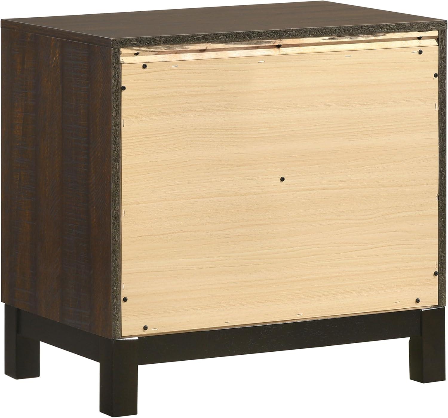 SIMPLE RELAX Edmonton 2 Drawer Nightstand, Rustic Tobacco, Dark Bronze