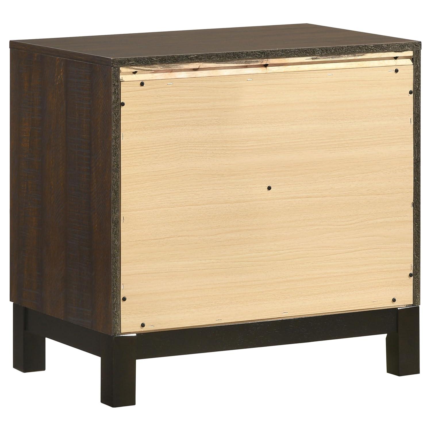 SIMPLE RELAX Edmonton 2 Drawer Nightstand, Rustic Tobacco, Dark Bronze