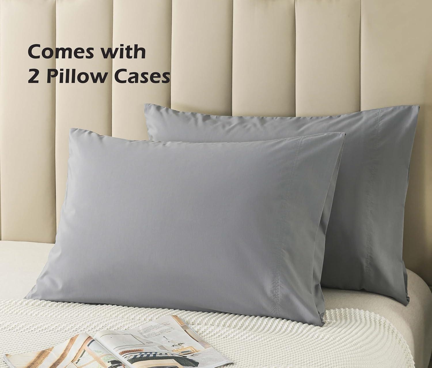 yulier 2 Pack Pillowcases, Super Soft Brushed Microfiber Fabric Pillow Covers, Queen Pillow Cases 20x30 Inches, Shrinkage and Fade Resistant, Gray
