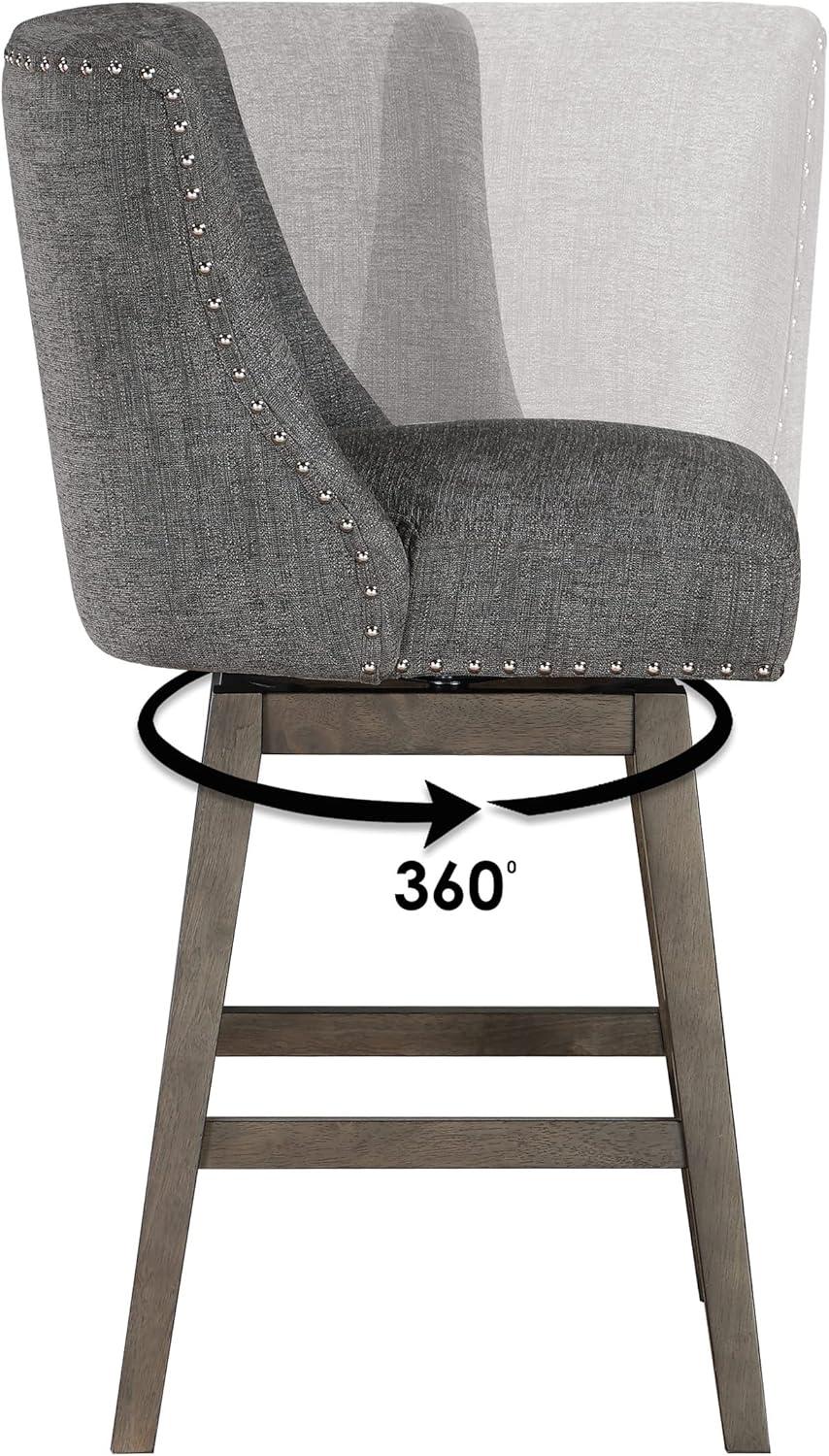 Granville Swivel Upholstered Counter Stool with Solid Wood Frame