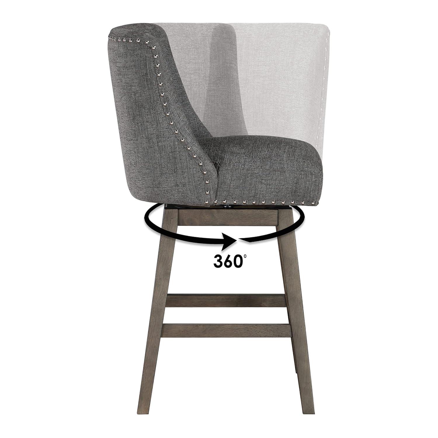 Granville Swivel Upholstered Counter Stool with Solid Wood Frame