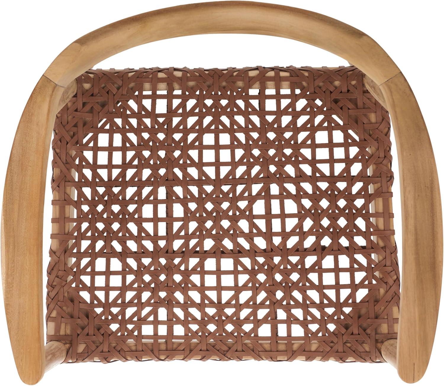 Munro Leather Woven Accent Chair - ACH1005 - Natural/Light Honey - Safavieh