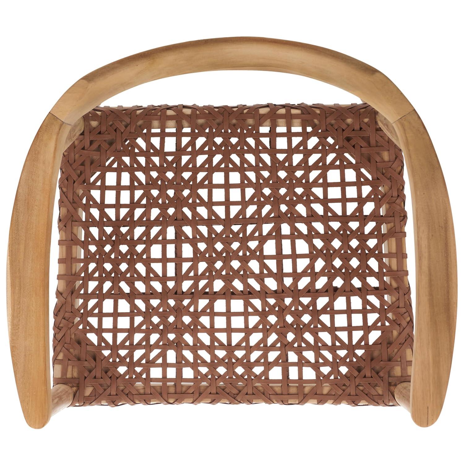 Munro Leather Woven Accent Chair - ACH1005 - Natural/Light Honey - Safavieh