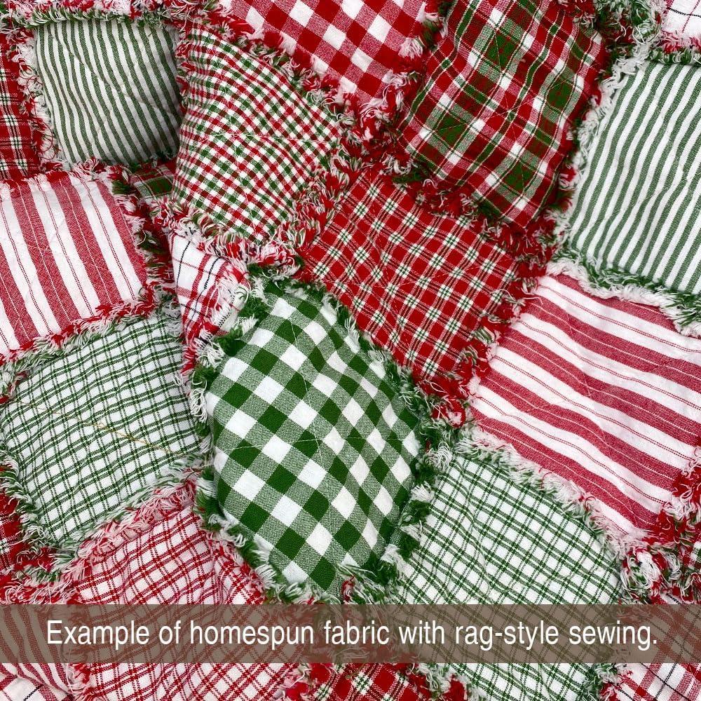 40+ Merry Christmas Red & Green Plaid Homespun 6"x6" Precut Quilt Squares Charm Pack by JCS Fabric