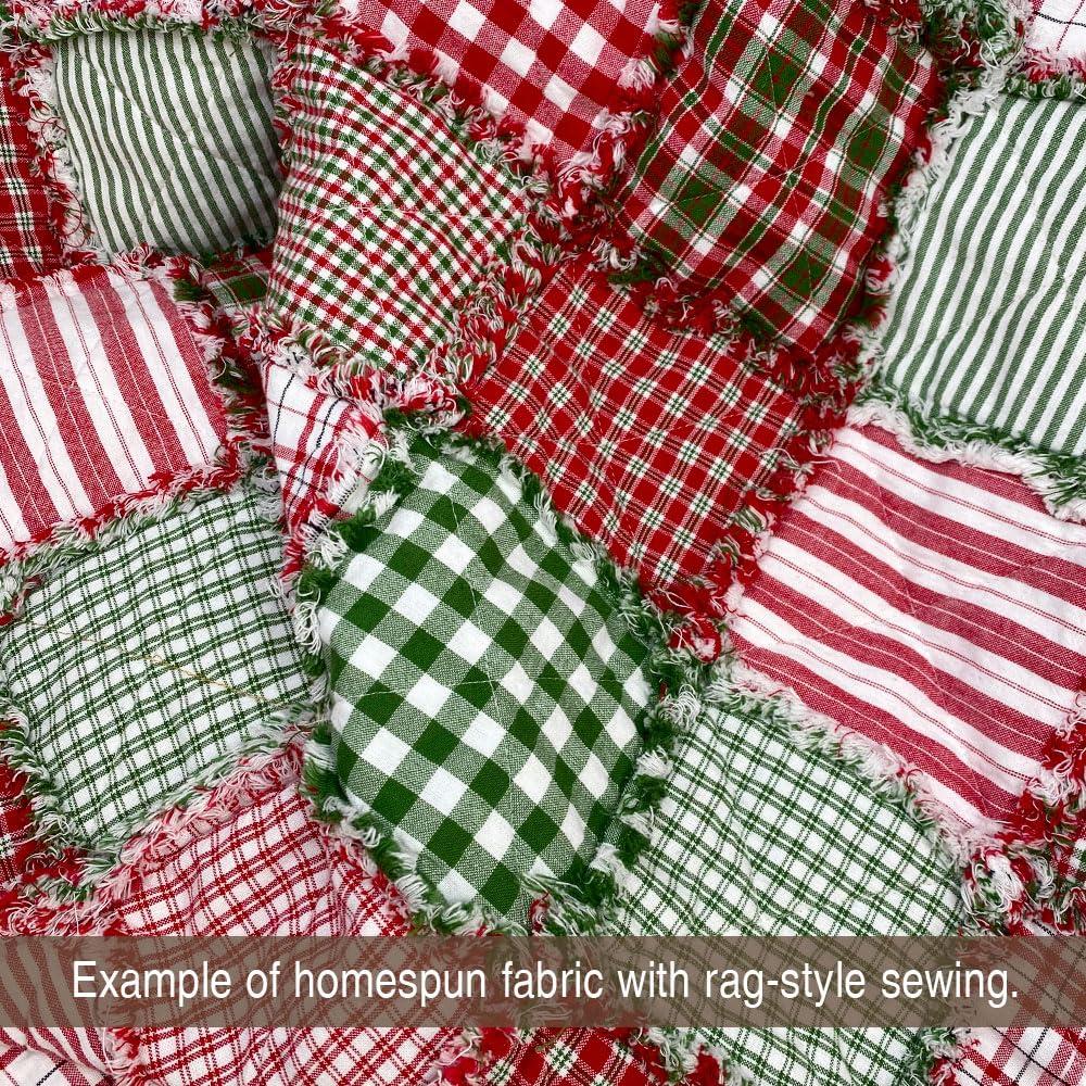 40+ Merry Christmas Red & Green Plaid Homespun 6"x6" Precut Quilt Squares Charm Pack by JCS Fabric