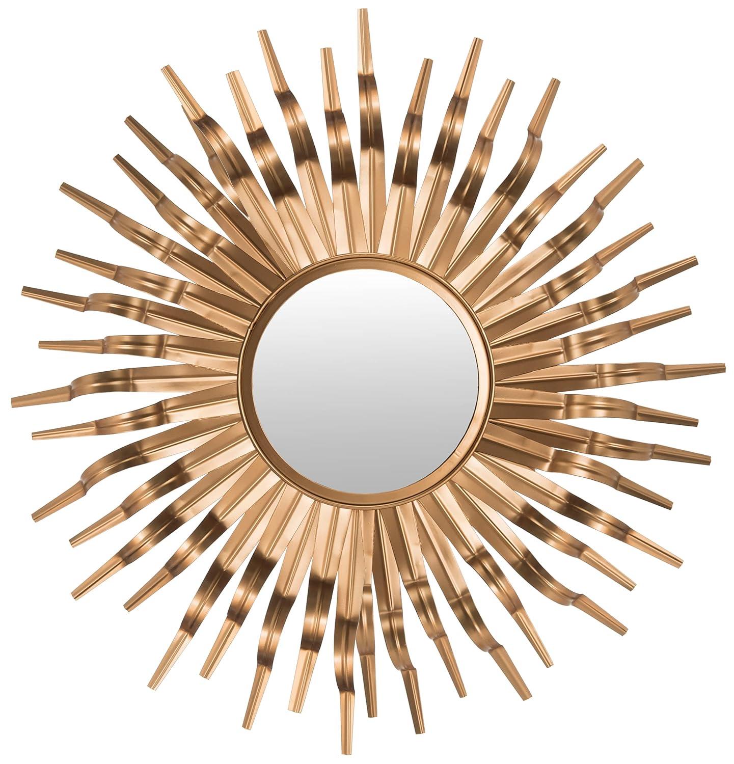 SAFAVIEH Round Metallic Sunburst Wall Mirror, Gold