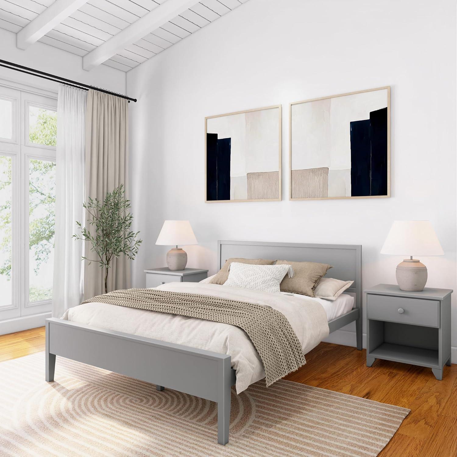 Plank+Beam Solid Wood Queen Bed Frame with Headboard, Modern Platform Bed for Adults