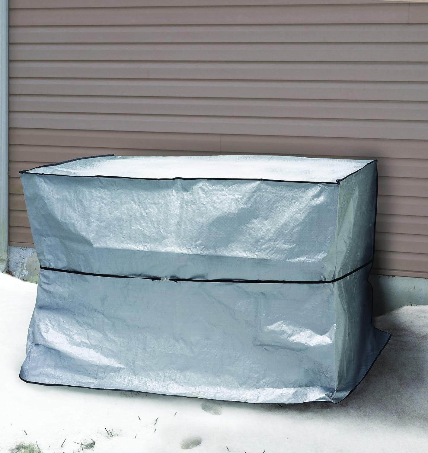 Heavy Duty Gray Polyethylene Rectangular Air Conditioner Cover