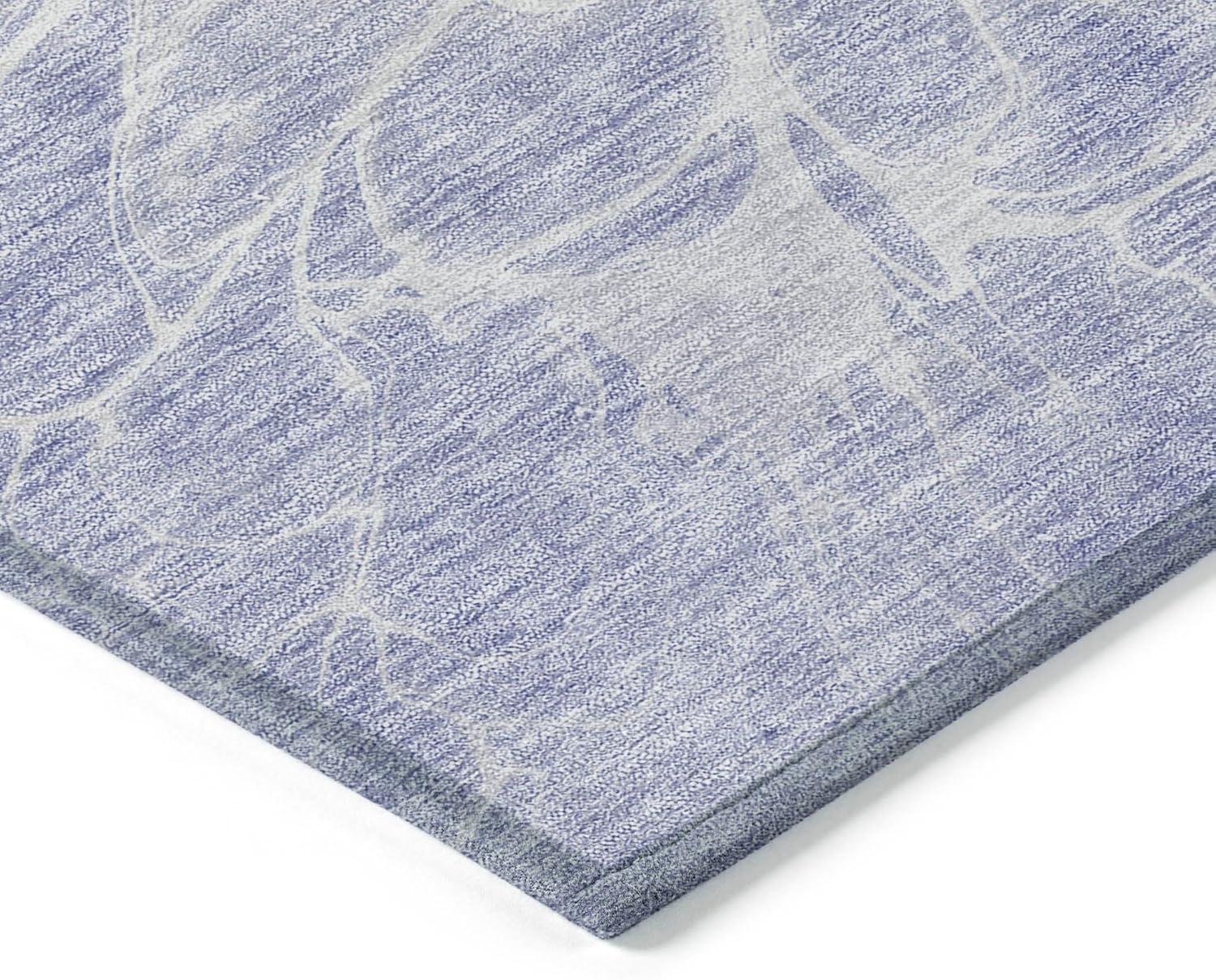 Lavender and White Synthetic Flat Woven Reversible Rug 5' x 7'