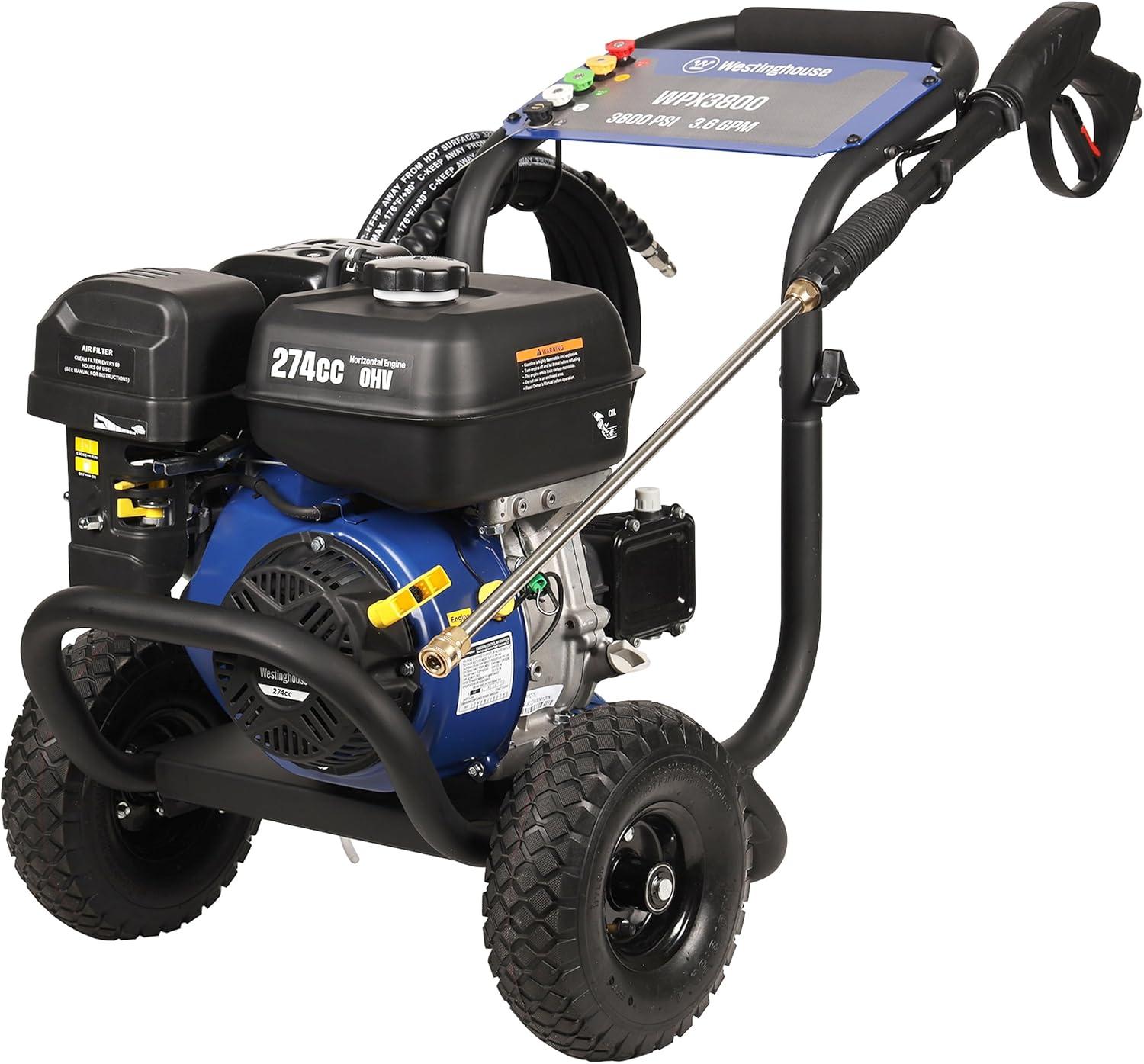 Westinghouse 3800-PSI 3.6-GPM Gas Pressure Washer, Heavy Duty, 5 Nozzles, Soap Tank