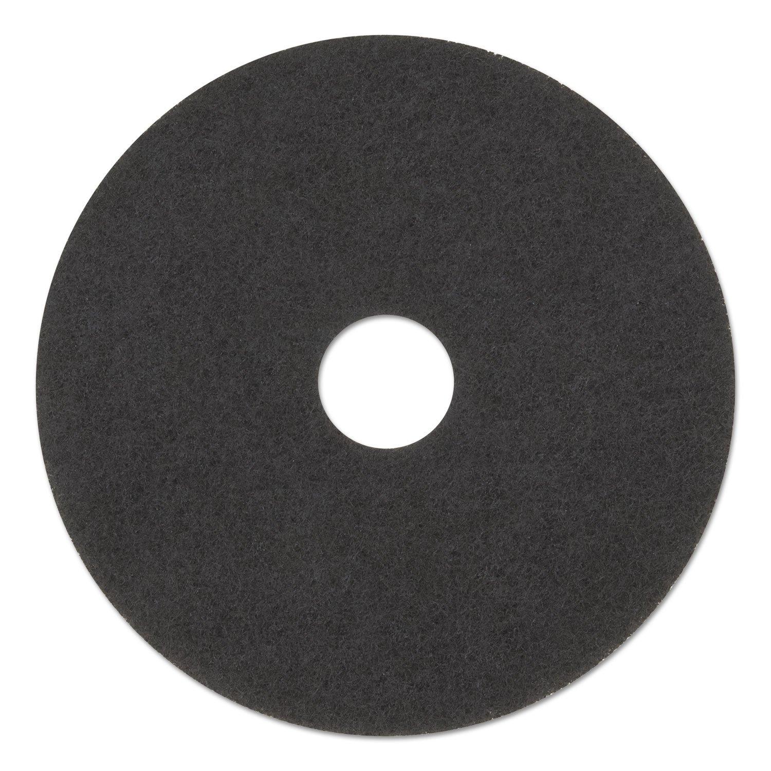 Black 12" Diameter Stripping Floor Pads, 5-Pack