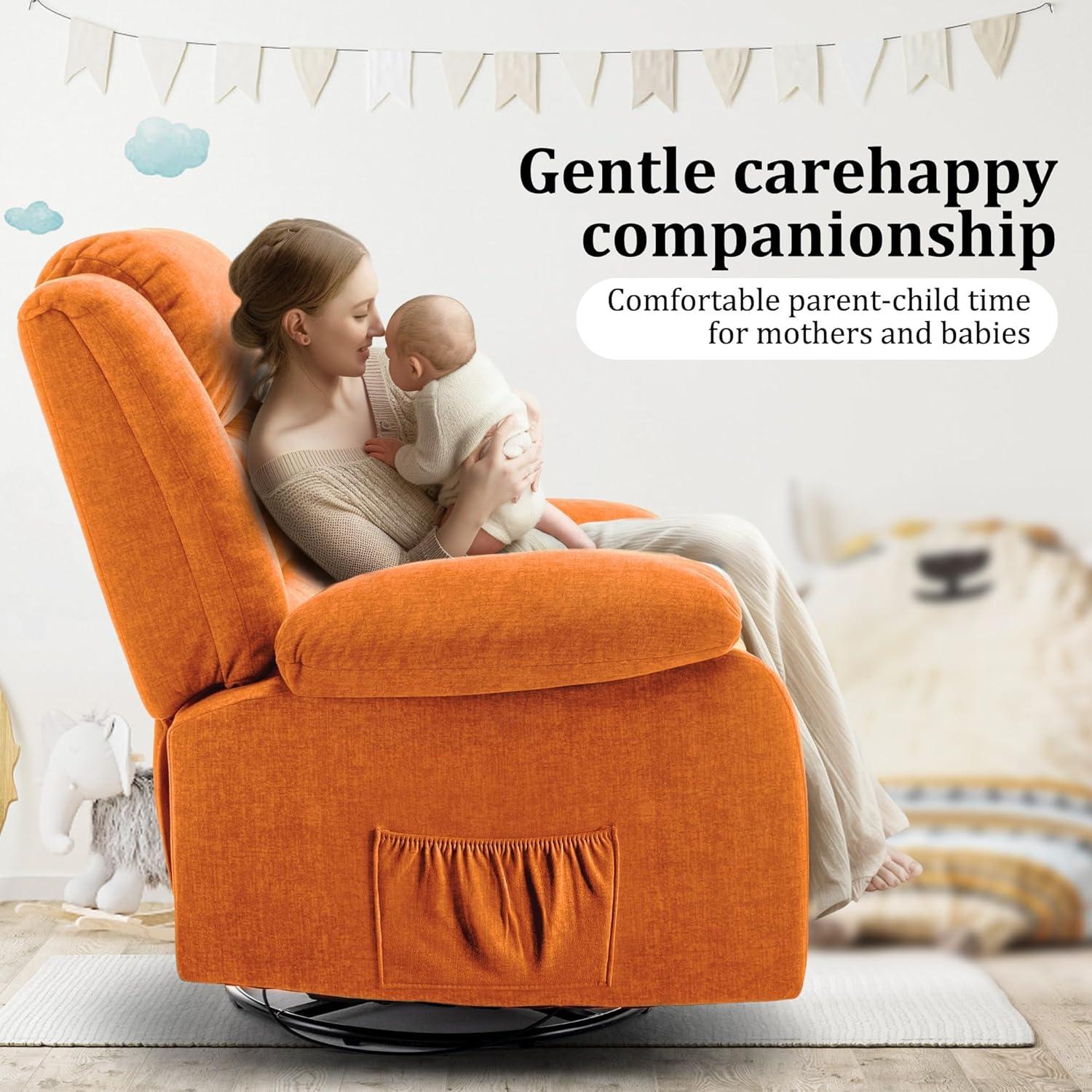 Ebern Designs Ellisse Recliner Chair, Wide Rocker Chair, Rocking Chair with Massage and Heat, 360°Swivel Rocking Chairs, Oversized Recliner for Adult