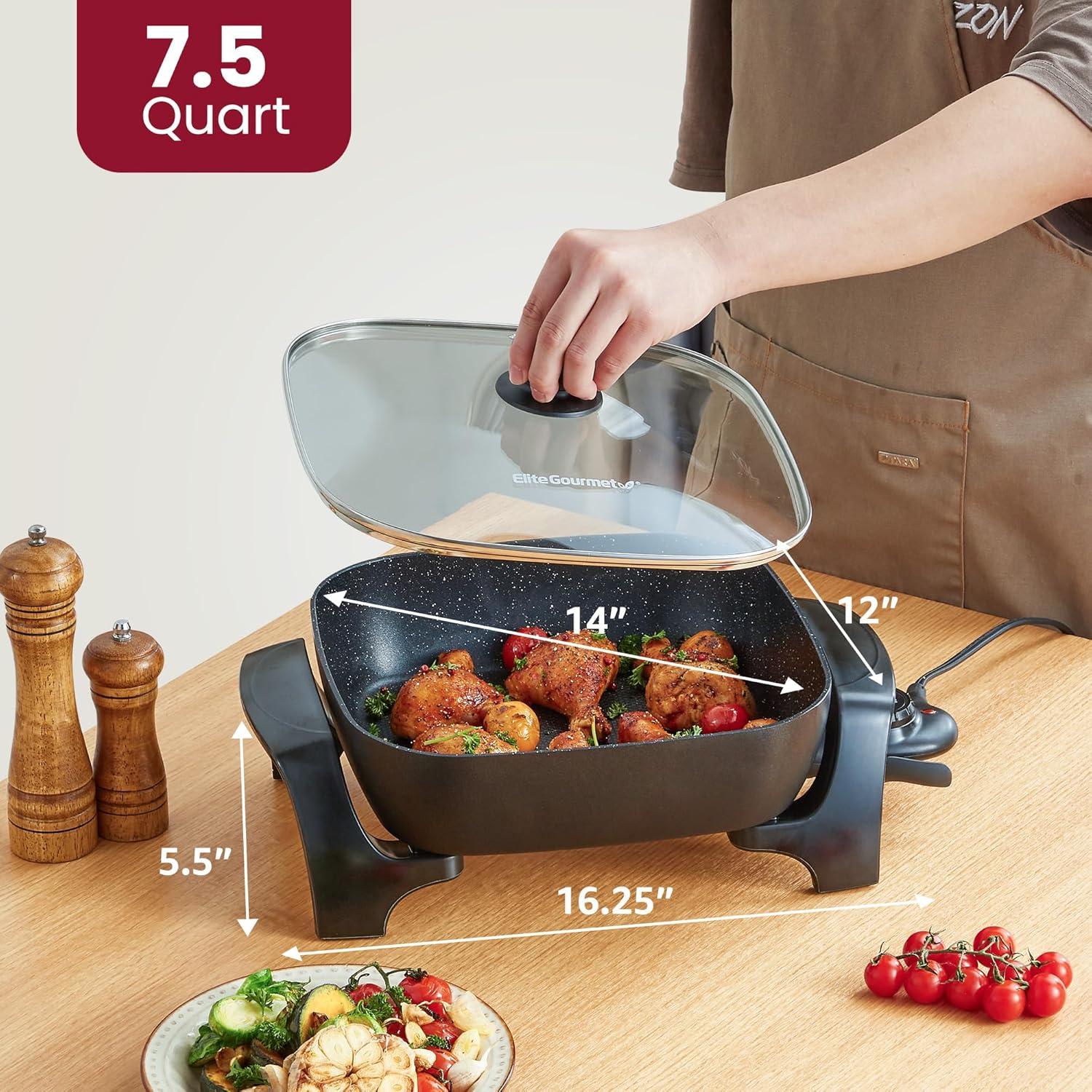 Elite Gourmet Healthy Ceramic Coated Electric Skillet