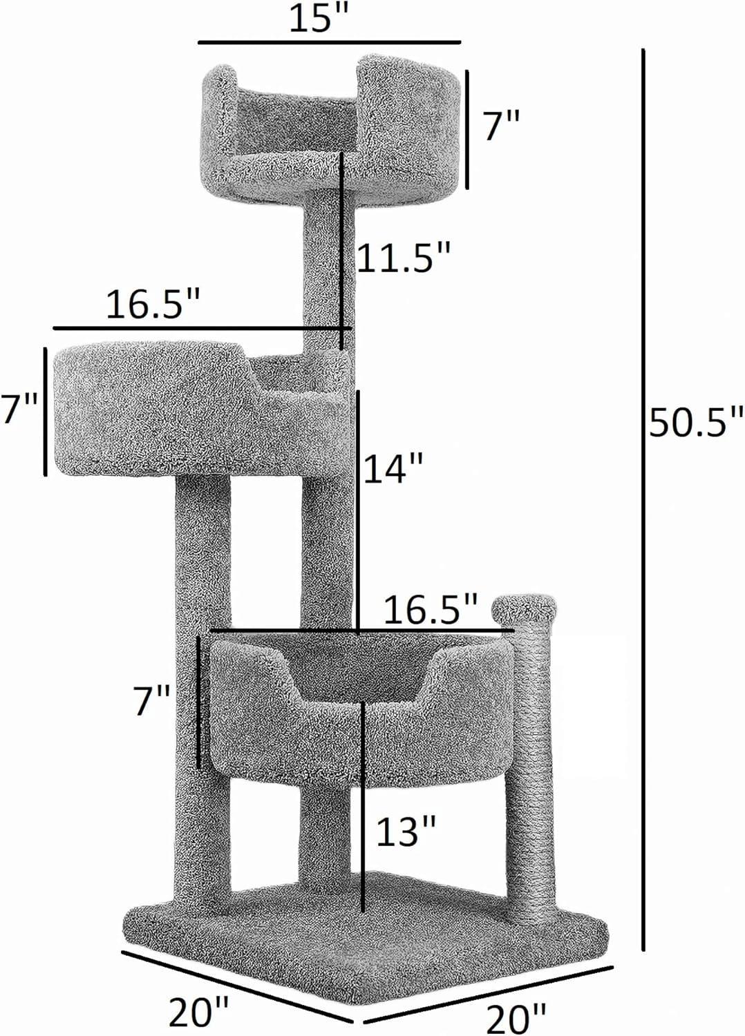 Gray Carpet and Sisal 4-Level Cat Tree