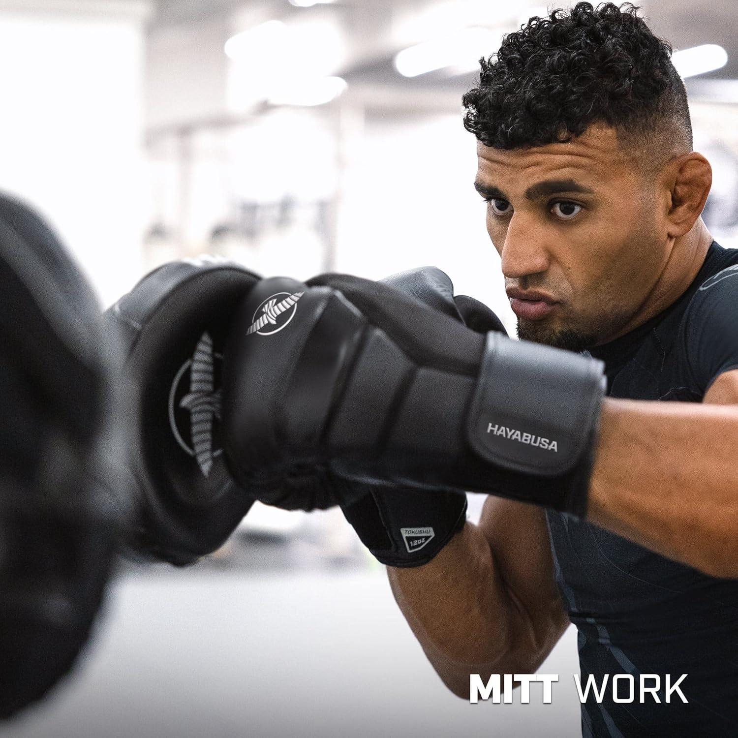 Hayabusa T3 Boxing Gloves for Men and Women Wrist and Knuckle Protection, Dual-X Hook and Loop Closure, Splinted Wrist Support, 5 Layer Foam Knuckle Padding - Black, 18 oz