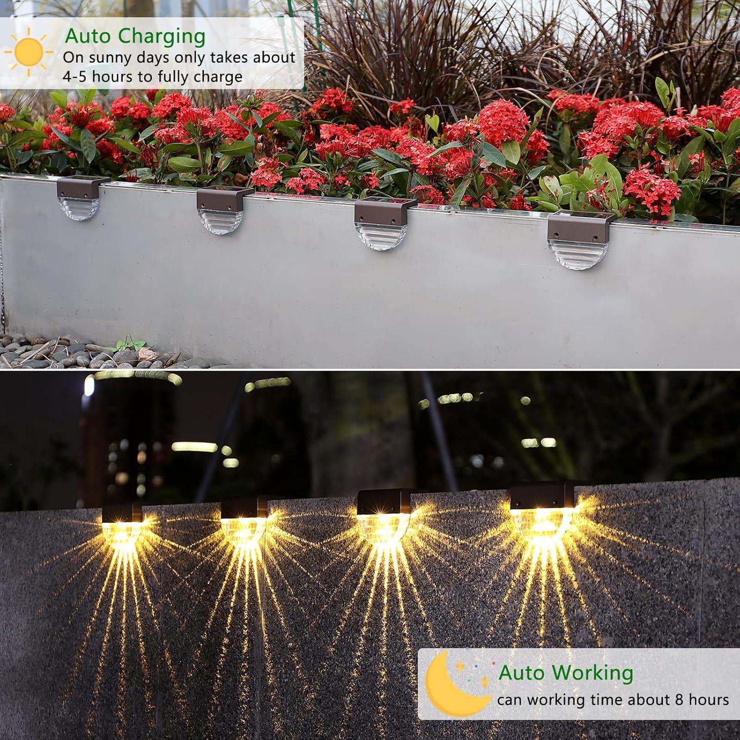 Solar Lights Outdoor Waterproof 6 Solar Lights For Outdoor Garden LED Garden Lights For Patio Decoration Terrace Passageway Steps And Stairs 2 Mode LED Warm White/color Changing Lighting