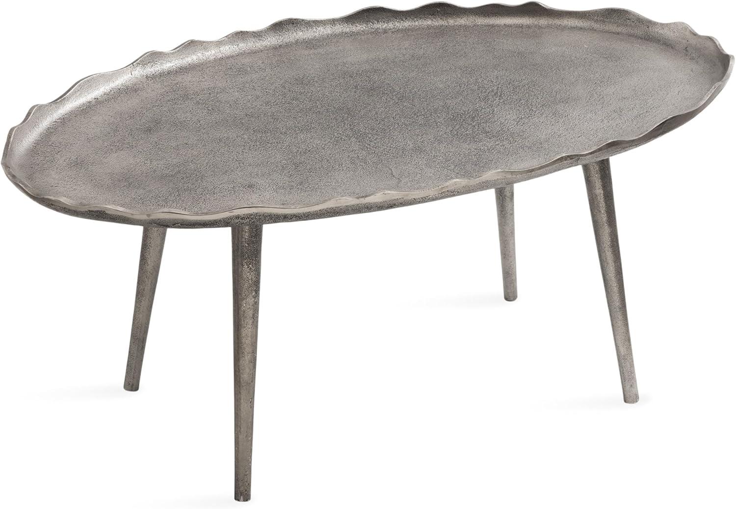 Alessia Artisanal Silver Aluminum Oval Coffee Table